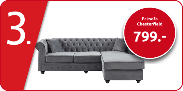 Ecksofa Chesterfield, grau