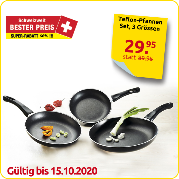 Teflon-Pfannen-Set, 3 Grössen