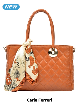 Handtasche aus Kalbsleder, mit Foulard, cognac