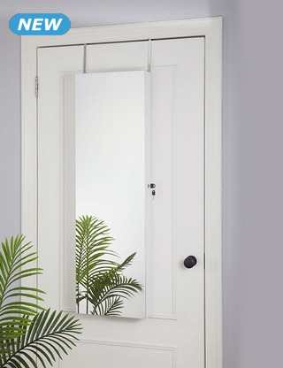 Schmuck- und Kosmetikschrank, mit Spiegel & LED, weiss