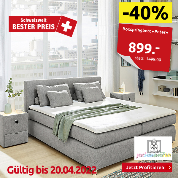 Boxspringbett «Peter», Matratze 1 x mittelfest, 1 x fest