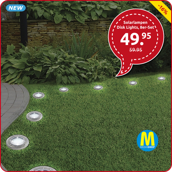 Solarlampen «Disk Lights», 8er-Set, mit 4 LEDs pro Leuchte