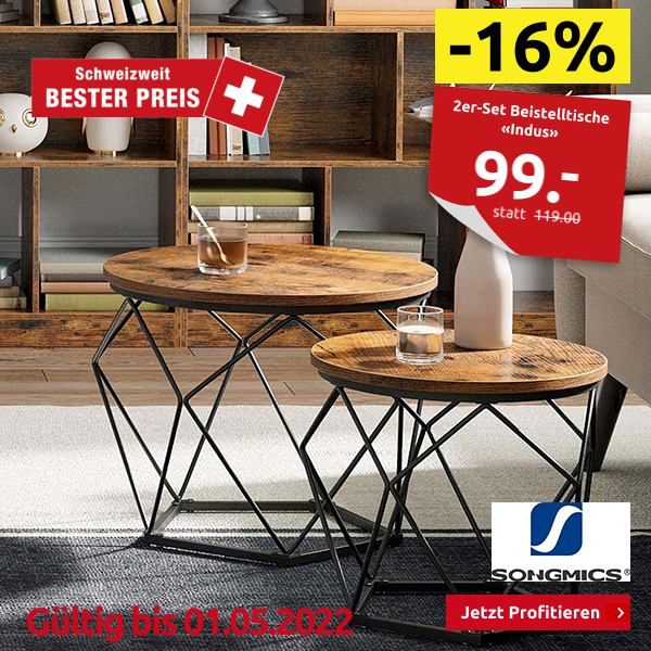 SONGMICS 2er-Set Beistelltische «Indus», schwarz