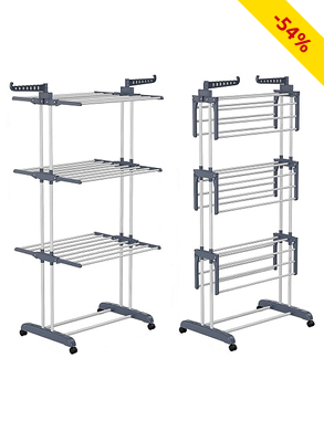 Wäscheständer 3 Etagen, mit Kleiderbügelhalter