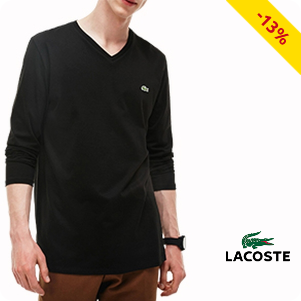 Lacoste Herrenpullover mit V-Ausschnitt, schwarz