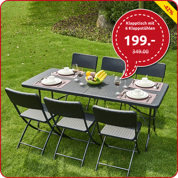 Klapptisch mit 6 Klappstühlen «Fiesta»