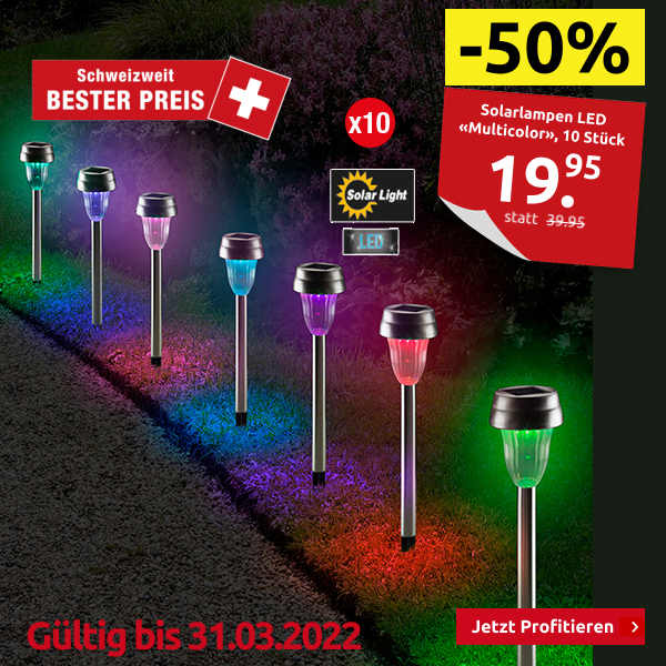 Solarlampen LED «Multicolor», 10 Stück