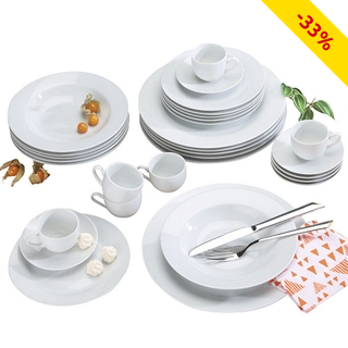 Porzellan-Tafelservice «Bianca», 30-teilig, 6 Personen