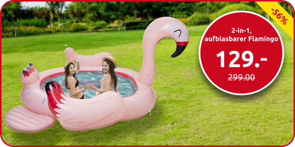 2-in-1, Planschbecken/Schwimmtier, aufblasbarer Flamingo Mega 6 Personen