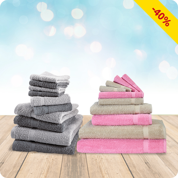 10-teiliges Frottee-Set, superflauschig, grau/anthrazit