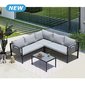 Gartenset «Sun», 2-teilig, mit Seitentaschen, 6 Personen, grau/schwarz