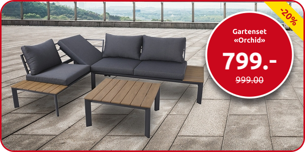 Gartenset «Orchid» Ecksofa Alu, grau/Holzoptik