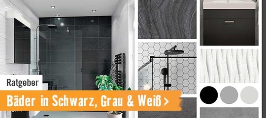 Bäder in Schwarz, Grau und Weiß