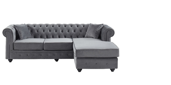 Ecksofa Chesterfield, grau