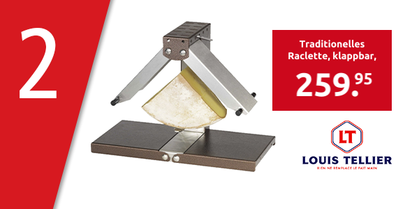 Traditionelles Raclette, klappbar, für 1/4 Käselaib