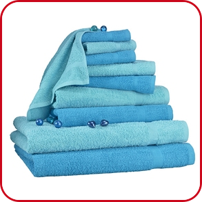 10-teiliges Frottee-Set, superflauschig, blau/türkis