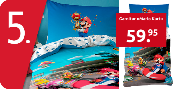 Garnitur «Mario Kart», Duvetanzug 160 x 210 cm + Pfulmenanzug 65 x 100 cm