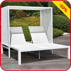 Lounge Set,  2 Liegestühle mit Sonnenschutz