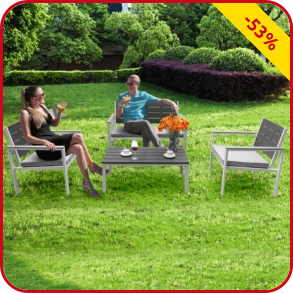 Gartenset «Maya», 4-teilig, weiss/grau