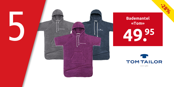 TOM TAILOR Bademantel «Tom» aus reiner Baumwolle, violett