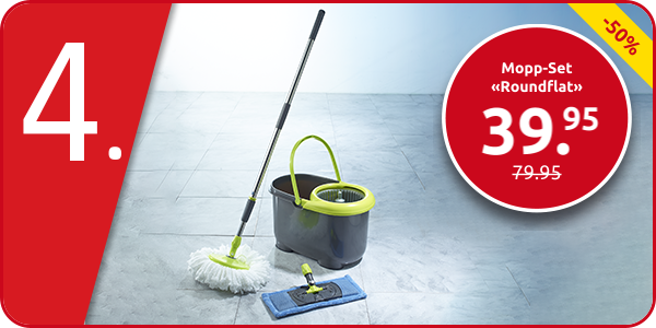 Mopp-Set «Roundflat» mit doppeltem Schleudersystem
