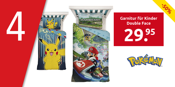 Garnitur für Kinder Double Face, 160 x 210 cm + 65 x 100 cm, «Pokémon»
