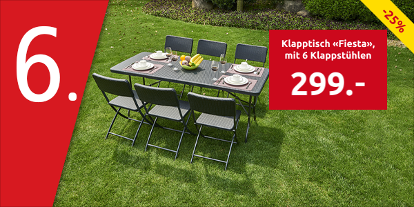 Klapptisch mit 6 Klappstühlen «Fiesta»