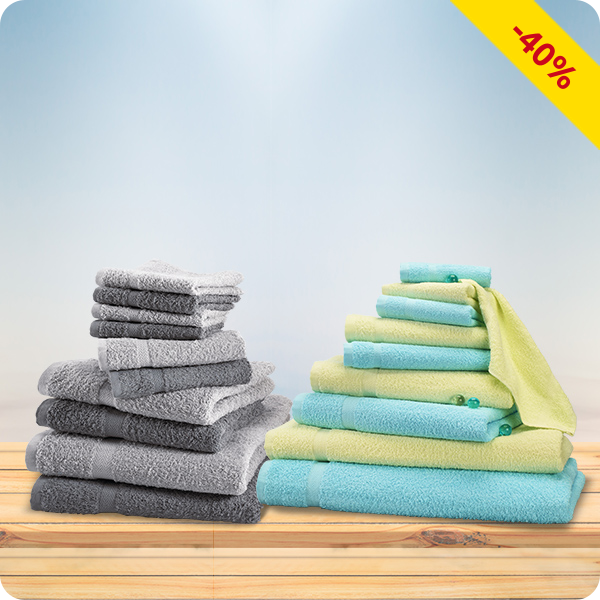 10-teiliges Frottee-Set, superflauschig, grau/anthrazit