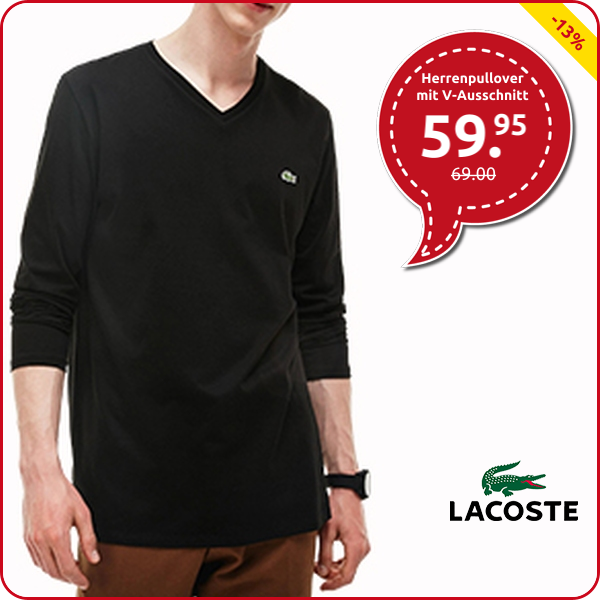 Lacoste Herrenpullover mit V-Ausschnitt, schwarz