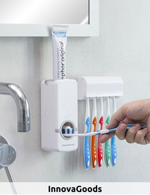 InnovaGoods Zahnpasta-Spender und Halter für 5 Zahnbürsten