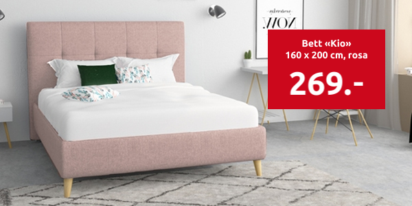 Bett «Kio» 160 x 200 cm, rosa