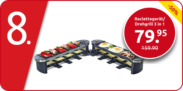 Raclettegerät/Drehgrill 3 in 1
