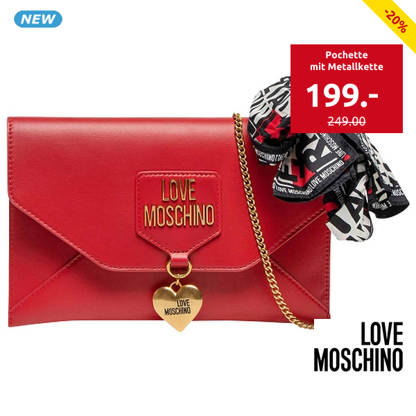 LOVE MOSCHINO Pochette mit Metallkette, rot