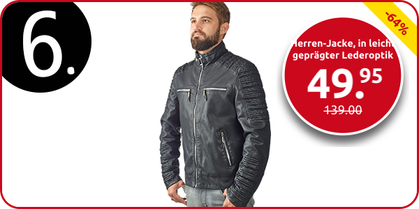 Herren-Jacke, in leicht geprägter Lederoptik, schwarz