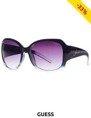 GUESS Damen-Sonnenbrille, abgestufte Gläser, schwarz