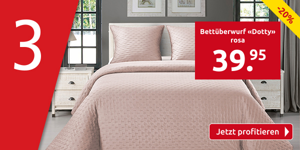 Bettüberwurf «Dotty», 160 x 240 cm + 2 x 65 x 65 cm, rosa