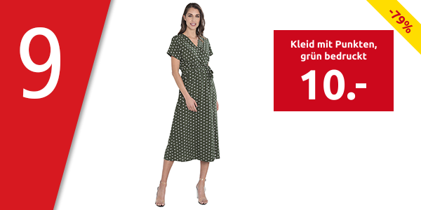Kleid mit Punkten, grün bedruckt
