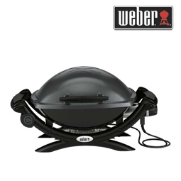 Elektrogriller Weberl Q 1400 2200 W dunkelgrau mit Grillfläche 43x32 cm, Grillrost aus porzellanemallierten Gusseisen, Deckel und Gehäuse aus Aluminiumguss