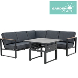 GARDEN PLACE Lounge diningset Viven aluminium antraciet incl. zitkussen, 208x208x64,5 cm | HORNBACH