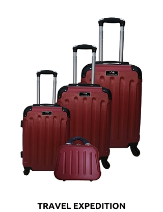 TRAVEL EXPEDITION Kofferset «Star», 4-teilig, H 57/67/77 cm, light, rot