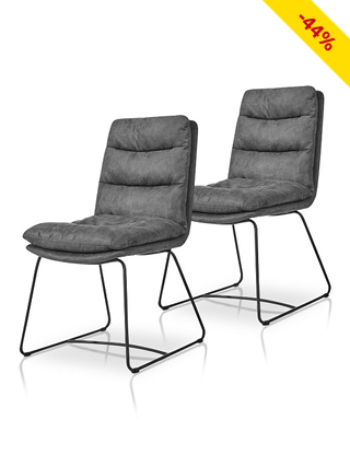 Stühle mit gestepptem Kissen «Lola», 2er-Set, grau