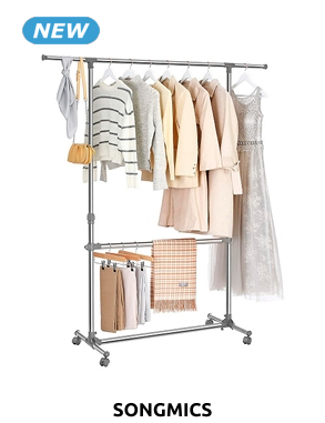 SONGMICS Hoher Kleiderständer, 2-stufig, verstellbar