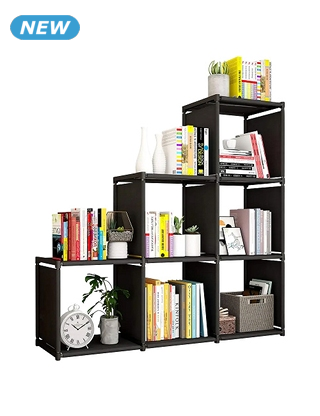 Regal «Escalier», konfigurierbar, 6 Nischen, 3 Boxen, 102x106x28 cm, grau