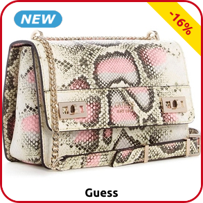 Guess Handtasche «Katey», mit Metallkette, gelb/bedruckt