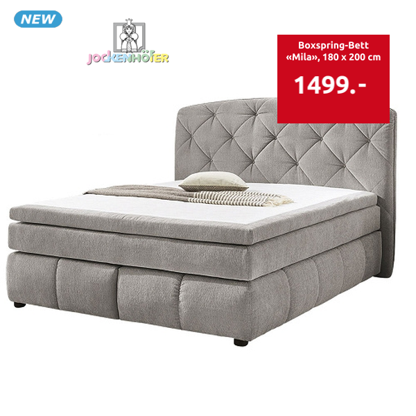 Jockenhoefer Boxspring-Bett «Mila», 180 x 200 cm, grau