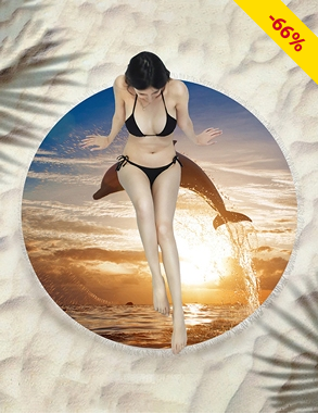 Strandtuch, rund, Ø 150 cm, «Delfin»