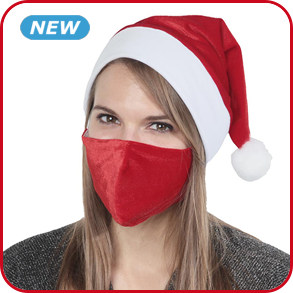 Set Weihnachtsmütze + Mund-Nasen-Schutz, rot + weiss