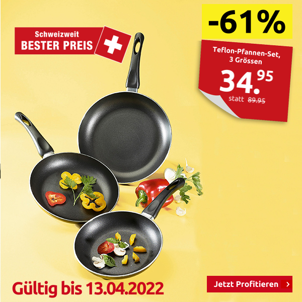 Teflon-Pfannen-Set, 3 Grössen