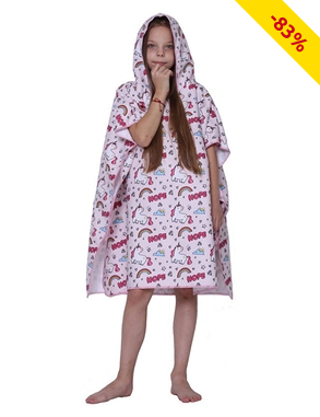 Badeponcho «Einhorn», 60 x 60 cm, rosa