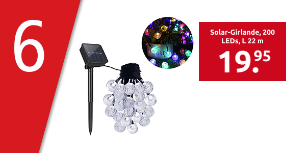 Solar-Girlande «Venus», 200 LEDs, L 22 m, blau/grün/rot/gelb